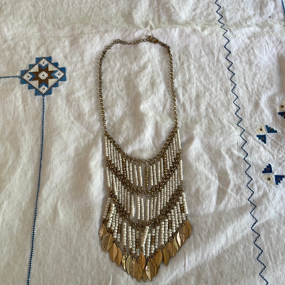 Boho Bead and feather necklace